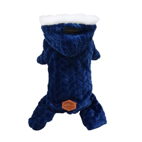 Vierbeiniger Winterfellkragen für kleine Hunde, warmer Anzug, Baumwolle, Haustier-Outfits, bequem, weiche Hundekleidung (Blau, S) von LMDO