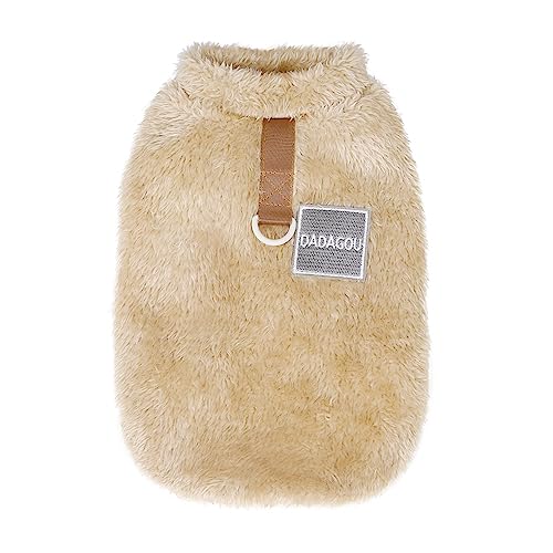 Warme Fleece-Haustierkleidung für Herbst und Winter, Hunde-Overall, Schlafanzug für kleine Hunde, Bichon Pomeranian Kleidung, Welpen, Katzen, Overall (Farbe: F-Khaki-Weste, Größe: L) von LMDO