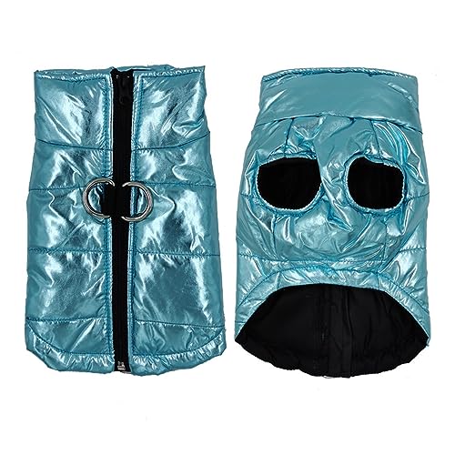 Warme Winter Hundebekleidung Wasserdicht Hundeweste Französische Bulldogge Reflektierende Jacke Tierbekleidung mit Geschirre für kleine mittelgroße Hunde (Farbe: blau, Größe: XXL) von LMDO