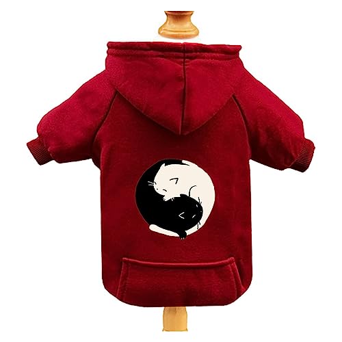 Warme Winterkleidung für Haustiere, Katzentaschen-Design, kleiner Hund, Flamingo, Haustier-Hundekleidung für Chihuahua, Pullover, Sphinx, Katzen-Hoodie (Farbe: Rot-Kat1, Größe: XXL) von LMDO