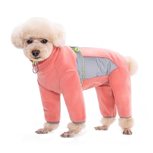 Warmer Fleece-Hundemantel mit Beinen, sicher, reflektierend, vollständig geschlossen, schneidbarer Bauch, kleine Hunde, Herbst, Winter (einfarbig, XS) von LMDO