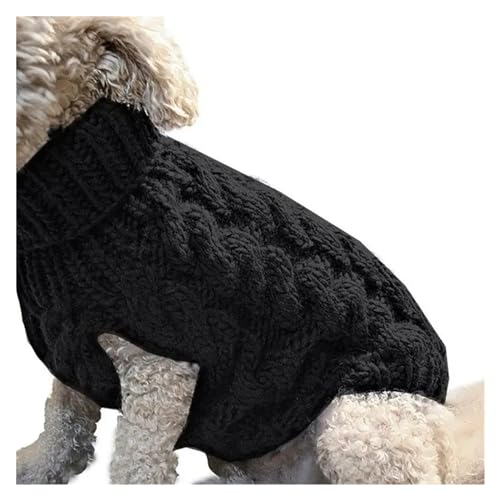 Warmer Hundepullover, Winterkleidung, Rollkragen, gestrickt, für Haustiere, Katzen, Welpen, Kleidung, Kostüm für kleine Hunde, Chihuahua-Outfit, Pullover, Weste (Farbe: Schwarz, Größe: M) von LMDO