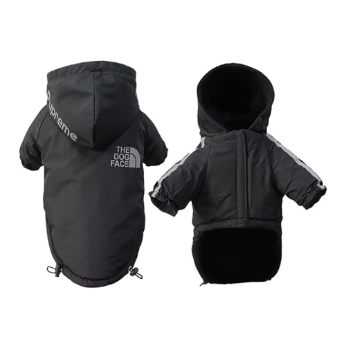 Wasserdichter warmer Mantel für Hunde und Hunde, aus Baumwolle, Kapuzenjacke für kleine Hunde und Katzen, reflektierend, Schwarz, Größe M 2,5 - 3,5 kg Wasserdichter warmer Mantel für Hunde und Hunde, aus Baumwolle, Kapuzenjacke für kleine Hunde und Katzen, reflektierend, Schwarz, Größe M 2,5 - 3,5 kg von LMDO