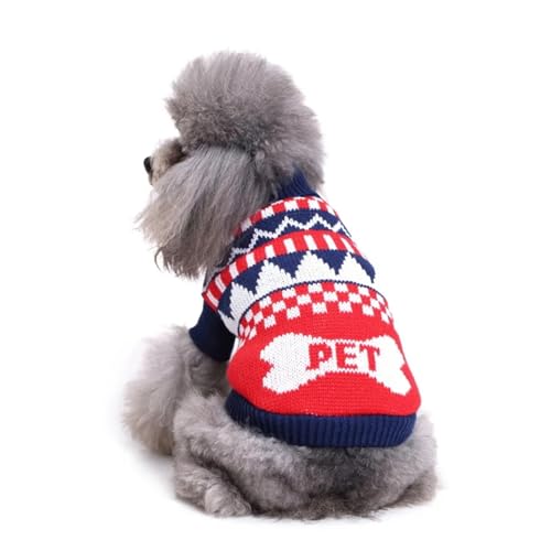 Weihnachtliche Haustier-Katzenbekleidung für Welpen, Hunde, Katzenkleidung für Haustiere, Hunde, Mantel, Chihuahua-Jacke, gestrickt, Halloween, Katzenpullover (Blau, Größe L) von LMDO