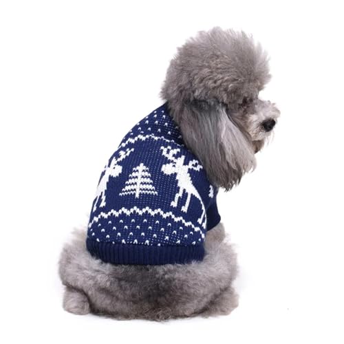 Weihnachtliche Haustier-Katzenbekleidung für Welpen, Hunde, Katzenkleidung für Haustiere, Hunde, Mantel, Chihuahua-Jacke, gestrickt, Halloween, Katzenpullover (Rot, M) von LMDO