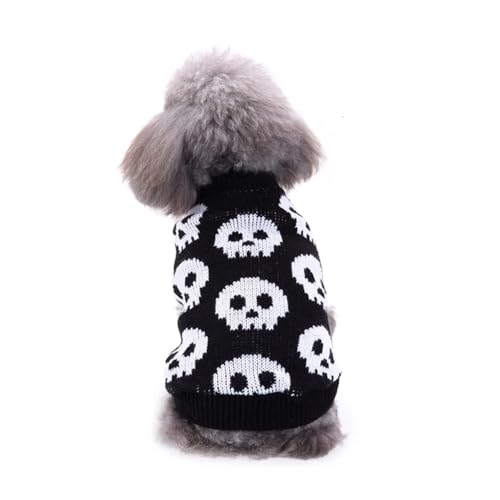 Weihnachtliche Haustier-Katzenkleidung für Welpen, Hunde, Katzenkleidung für Haustiere, Hunde, Mantel, Chihuahua-Jacke, gestrickt, Halloween, Katzenpullover (Schwarz, 19 mm, S) von LMDO
