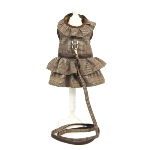 Winter-Hundekleid, Geschirr, Rock, Hundeleine, Welpen-Kostüme für Yorkshire, Zwergspitz, Schnauzer, Pudel, Mops, französische Bulldogge, Kleidung (Kaffee, S) von LMDO
