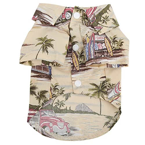 Hawaiianische Hundehirthemden weich atmungsable Kokosnussbaum Druck Sommer Cool T -Shirt Beige für Haustiere Katzen Hunde Hunde (S) von LMHHMIN