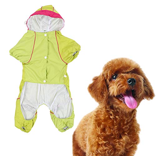 Verdicken Sie Haustier Hundekatze wasserdichte Regendosenkaptum mit einem Stück Regenmantel Gelb (XL) von LMHHMIN