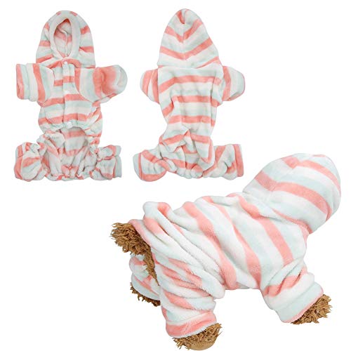 Vlies weiches rotes grün gestreiftes Haustierhodies für Hunde Katzen Winter Warmer Pyjama (XL) von LMHHMIN