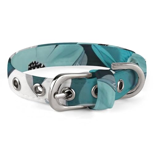Safe Personalisiertes Hundehalsband, Blaugrün, Grau und Weiß, Blumenmuster, verstellbar, für mittelgroße und kleine Hunde und Katzen Safe Personalisiertes Hundehalsband, Blaugrün, Grau und Weiß, Blumenmuster, verstellbar, für mittelgroße und kleine Hunde und Katzen von LMHLDSC