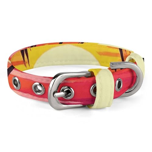 Safe Personalisiertes Hundehalsband, Palme, Sonnenuntergang, verstellbar, für mittelgroße und kleine Hunde und Katzen von LMHLDSC