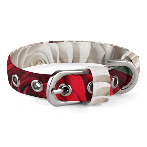 Safe Personalisiertes Hundehalsband, schwarz, weiß und rot, Rosen, verstellbares Haustierhalsband für mittelgroße und kleine Hunde und Katzen Safe Personalisiertes Hundehalsband, schwarz, weiß und rot, Rosen, verstellbares Haustierhalsband für mittelgroße und kleine Hunde und Katzen von LMHLDSC