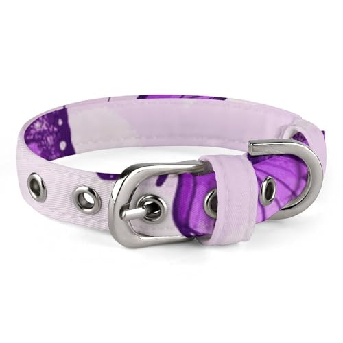 Safe Personalisiertes Hundehalsband, violette Schmetterlinge, verstellbar, für mittelgroße und kleine Hunde und Katzen von LMHLDSC