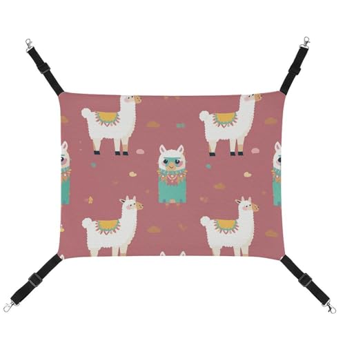 Hängende Katzenhängematte, atmungsaktive Hängematte, ruhende Schlafunterlage für Katzen, verstellbar, niedliches Lama-Muster, bedrucktes Katzenbett, Haustierhängematte Hängende Katzenhängematte, atmungsaktive Hängematte, ruhende Schlafunterlage für Katzen, verstellbar, niedliches Lama-Muster, bedrucktes Katzenbett, Haustierhängematte von LMNGH