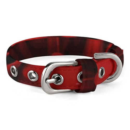 Hundehalsband, verstellbar, Oxford-Stoff, rote Blume auf schwarzem Druck, personalisierbar, für kleine und mittelgroße Haustiere Hundehalsband, verstellbar, Oxford-Stoff, rote Blume auf schwarzem Druck, personalisierbar, für kleine und mittelgroße Haustiere von LMNGH