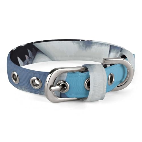 Hundehalsband, verstellbar, Oxford-Stoff, weißer Hai-Druck, personalisierbar, für kleine und mittelgroße Haustiere Hundehalsband, verstellbar, Oxford-Stoff, weißer Hai-Druck, personalisierbar, für kleine und mittelgroße Haustiere von LMNGH