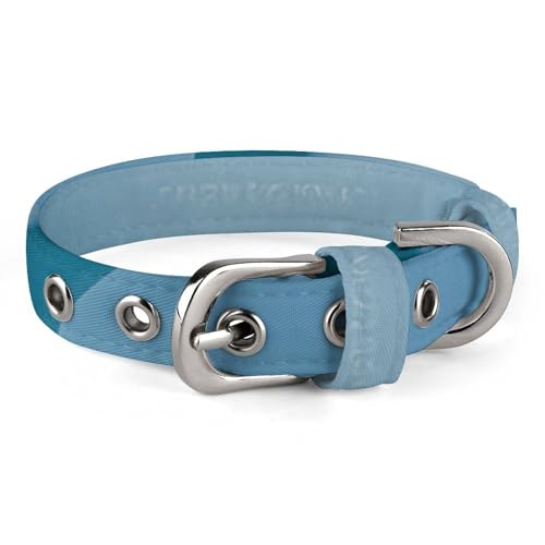 Hundehalsband für kleine und mittelgroße Haustiere, verstellbar, Oxford-Stoff, blaues Herzmuster, personalisierbar Hundehalsband für kleine und mittelgroße Haustiere, verstellbar, Oxford-Stoff, blaues Herzmuster, personalisierbar von LMNGH