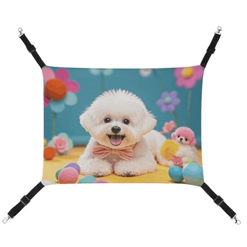 LMNGH Hängende Katzen-Hängematte für Katzen, atmungsaktiv, zum Ausruhen, Schlafunterlage, verstellbar, niedlich, Bichon-Frisé-Hund, bedruckt, Katzenbett, Haustier-Hängematte LMNGH Hängende Katzen-Hängematte für Katzen, atmungsaktiv, zum Ausruhen, Schlafunterlage, verstellbar, niedlich, Bichon-Frisé-Hund, bedruckt, Katzenbett, Haustier-Hängematte von LMNGH