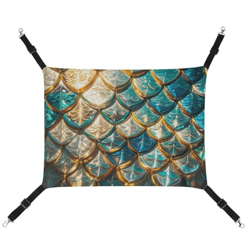 LMNGH Hängende Katzenhängematte, atmungsaktive Hängematte, ruhende Schlafunterlage, Katzen, verstellbar, glitzernde Fischschuppen, bedrucktes Katzenbett, Haustierhängematte LMNGH Hängende Katzenhängematte, atmungsaktive Hängematte, ruhende Schlafunterlage, Katzen, verstellbar, glitzernde Fischschuppen, bedrucktes Katzenbett, Haustierhängematte von LMNGH