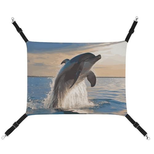 LMNGH Hängende Katzenhängematte, atmungsaktive Hängematte, ruhende Schlafunterlage, Katzen, verstellbar, lustig, Tier, Delfin, bedruckt, Katzenbett, Haustierhängematte LMNGH Hängende Katzenhängematte, atmungsaktive Hängematte, ruhende Schlafunterlage, Katzen, verstellbar, lustig, Tier, Delfin, bedruckt, Katzenbett, Haustierhängematte von LMNGH