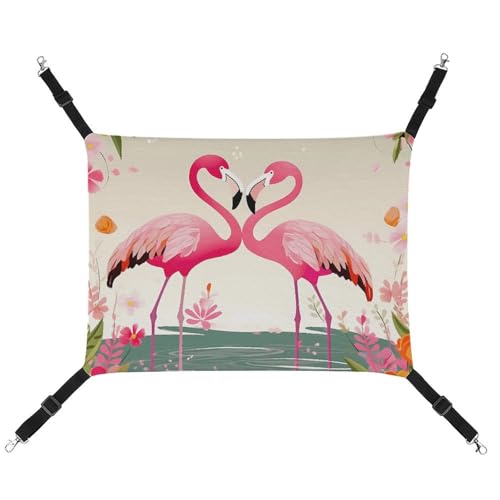 LMNGH Hängende Katzenhängematte, atmungsaktive Hängematte, ruhende Schlafunterlage, Katzen, verstellbare Flamingos und Blumen, bedrucktes Katzenbett, Haustierhängematte LMNGH Hängende Katzenhängematte, atmungsaktive Hängematte, ruhende Schlafunterlage, Katzen, verstellbare Flamingos und Blumen, bedrucktes Katzenbett, Haustierhängematte von LMNGH