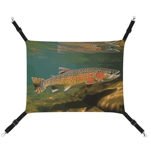 LMNGH Hängende Katzenhängematte, atmungsaktive Hängematte, ruhende Schlafunterlage für Katzen, verstellbar, Bach, Forelle, Fliegenfischen, bedrucktes Katzenbett, Haustierhängematte LMNGH Hängende Katzenhängematte, atmungsaktive Hängematte, ruhende Schlafunterlage für Katzen, verstellbar, Bach, Forelle, Fliegenfischen, bedrucktes Katzenbett, Haustierhängematte von LMNGH