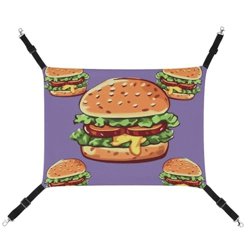 LMNGH Hängende Katzenhängematte, atmungsaktive Hängematte, ruhende Schlafunterlage für Katzen, verstellbar, Cartoon-Hamburger, bedruckt, Katzenbett, Haustierhängematte LMNGH Hängende Katzenhängematte, atmungsaktive Hängematte, ruhende Schlafunterlage für Katzen, verstellbar, Cartoon-Hamburger, bedruckt, Katzenbett, Haustierhängematte von LMNGH