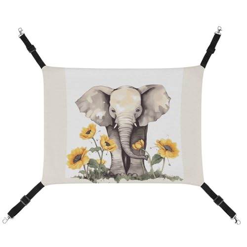 LMNGH Hängende Katzenhängematte, atmungsaktive Hängematte, ruhende Schlafunterlage für Katzen, verstellbar, Elefant und Sonnenblume bedruckt, Katzenbett, Haustierhängematte LMNGH Hängende Katzenhängematte, atmungsaktive Hängematte, ruhende Schlafunterlage für Katzen, verstellbar, Elefant und Sonnenblume bedruckt, Katzenbett, Haustierhängematte von LMNGH