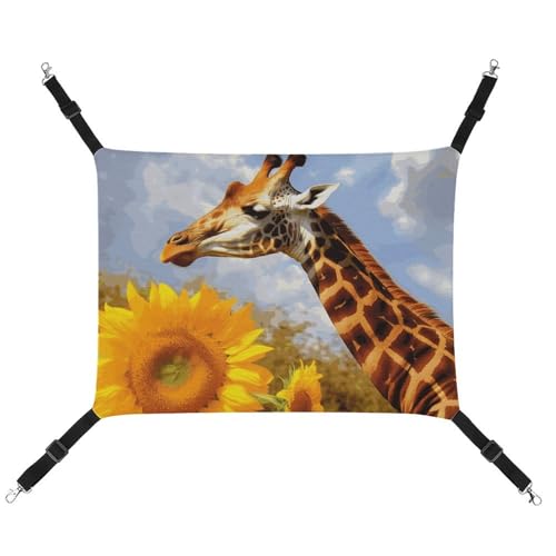 LMNGH Hängende Katzenhängematte, atmungsaktive Hängematte, ruhende Schlafunterlage für Katzen, verstellbar, Giraffen- und Sonnenblumen-bedruckt, Katzenbett, Haustierhängematte LMNGH Hängende Katzenhängematte, atmungsaktive Hängematte, ruhende Schlafunterlage für Katzen, verstellbar, Giraffen- und Sonnenblumen-bedruckt, Katzenbett, Haustierhängematte von LMNGH