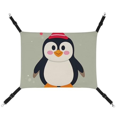 LMNGH Hängende Katzenhängematte, atmungsaktive Hängematte, ruhende Schlafunterlage für Katzen, verstellbar, Happy Pinguin bedruckt, Katzenbett, Haustierhängematte LMNGH Hängende Katzenhängematte, atmungsaktive Hängematte, ruhende Schlafunterlage für Katzen, verstellbar, Happy Pinguin bedruckt, Katzenbett, Haustierhängematte von LMNGH