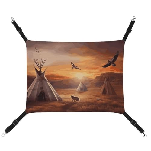 LMNGH Hängende Katzenhängematte, atmungsaktive Hängematte, ruhende Schlafunterlage für Katzen, verstellbar, Indianerstämme, bedruckt, Katzenbett, Haustierhängematte LMNGH Hängende Katzenhängematte, atmungsaktive Hängematte, ruhende Schlafunterlage für Katzen, verstellbar, Indianerstämme, bedruckt, Katzenbett, Haustierhängematte von LMNGH