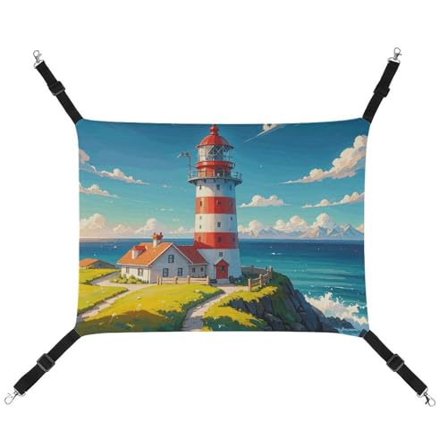LMNGH Hängende Katzenhängematte, atmungsaktive Hängematte, ruhende Schlafunterlage für Katzen, verstellbar, Leuchtturm, Diamantfarbe, bedruckt, Katzenbett, Haustierhängematte LMNGH Hängende Katzenhängematte, atmungsaktive Hängematte, ruhende Schlafunterlage für Katzen, verstellbar, Leuchtturm, Diamantfarbe, bedruckt, Katzenbett, Haustierhängematte von LMNGH