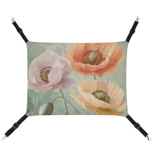LMNGH Hängende Katzenhängematte, atmungsaktive Hängematte, ruhende Schlafunterlage für Katzen, verstellbar, Pastell-Mohnblumen, bedruckt, Katzenbett, Haustierhängematte LMNGH Hängende Katzenhängematte, atmungsaktive Hängematte, ruhende Schlafunterlage für Katzen, verstellbar, Pastell-Mohnblumen, bedruckt, Katzenbett, Haustierhängematte von LMNGH