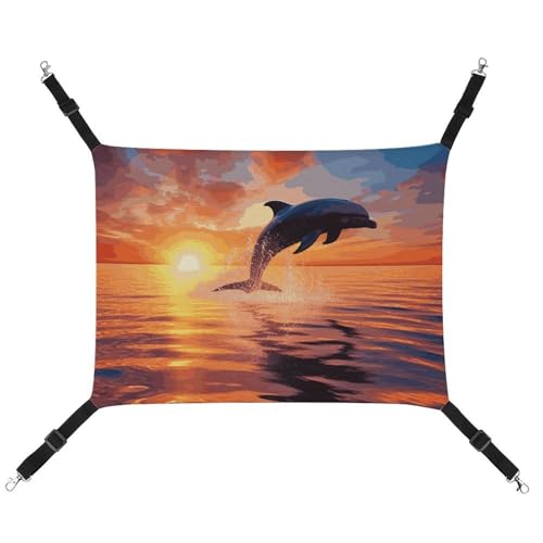 LMNGH Hängende Katzenhängematte, atmungsaktive Hängematte, ruhende Schlafunterlage für Katzen, verstellbar, Sonnenuntergang, Delfin, bedruckt, Katzenbett, Haustierhängematte LMNGH Hängende Katzenhängematte, atmungsaktive Hängematte, ruhende Schlafunterlage für Katzen, verstellbar, Sonnenuntergang, Delfin, bedruckt, Katzenbett, Haustierhängematte von LMNGH