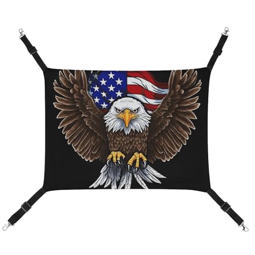LMNGH Hängende Katzenhängematte, atmungsaktive Hängematte, ruhende Schlafunterlage für Katzen, verstellbar, USA-Flagge, patriotischer Adler, bedrucktes Katzenbett, Haustierhängematte LMNGH Hängende Katzenhängematte, atmungsaktive Hängematte, ruhende Schlafunterlage für Katzen, verstellbar, USA-Flagge, patriotischer Adler, bedrucktes Katzenbett, Haustierhängematte von LMNGH