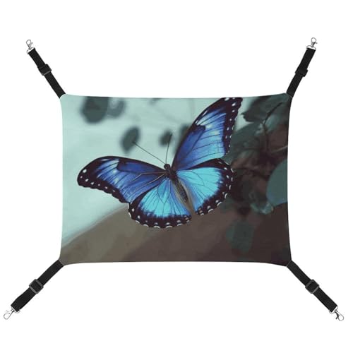 LMNGH Hängende Katzenhängematte, atmungsaktive Hängematte, ruhende Schlafunterlage für Katzen, verstellbar, blauer Schmetterling, bedruckt, Katzenbett, Haustierhängematte LMNGH Hängende Katzenhängematte, atmungsaktive Hängematte, ruhende Schlafunterlage für Katzen, verstellbar, blauer Schmetterling, bedruckt, Katzenbett, Haustierhängematte von LMNGH