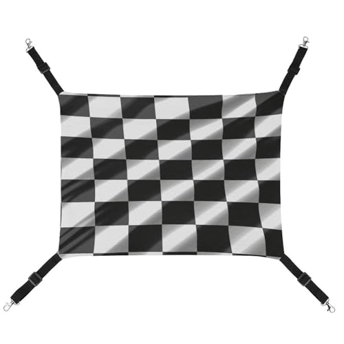 LMNGH Hängende Katzenhängematte, atmungsaktive Hängematte, ruhende Schlafunterlage für Katzen, verstellbar, schwarz-weiß, karierte Flagge, bedrucktes Katzenbett, Haustierhängematte LMNGH Hängende Katzenhängematte, atmungsaktive Hängematte, ruhende Schlafunterlage für Katzen, verstellbar, schwarz-weiß, karierte Flagge, bedrucktes Katzenbett, Haustierhängematte von LMNGH