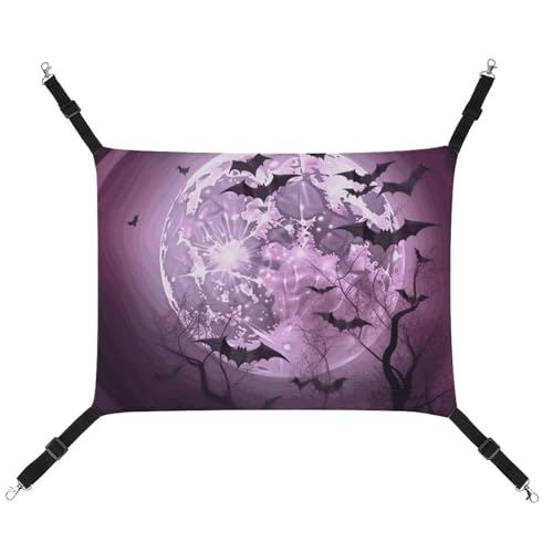 LMNGH Hängende Katzenhängematte, atmungsaktive Hängematte, ruhende Schlafunterlage für Katzen, verstellbar, violetter Mond, bedruckt, Katzenbett, Haustierhängematte LMNGH Hängende Katzenhängematte, atmungsaktive Hängematte, ruhende Schlafunterlage für Katzen, verstellbar, violetter Mond, bedruckt, Katzenbett, Haustierhängematte von LMNGH