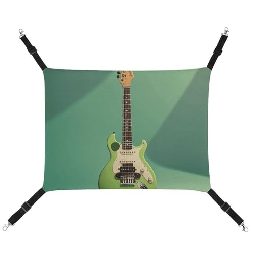LMNGH Hängende Katzenhängematte, atmungsaktive Hängematte, ruhende Schlafunterlage für Katzen, verstellbare Musik, grüne Gitarre, bedrucktes Katzenbett, Haustierhängematte LMNGH Hängende Katzenhängematte, atmungsaktive Hängematte, ruhende Schlafunterlage für Katzen, verstellbare Musik, grüne Gitarre, bedrucktes Katzenbett, Haustierhängematte von LMNGH