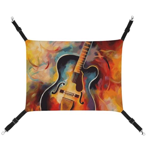 LMNGH Hängende Katzenhängematte, atmungsaktive Hängematte zum Ausruhen, Schlafunterlage, verstellbar, abstrakte Aquarell-Gitarre, bedruckt, Katzenbett, Haustier-Hängematte LMNGH Hängende Katzenhängematte, atmungsaktive Hängematte zum Ausruhen, Schlafunterlage, verstellbar, abstrakte Aquarell-Gitarre, bedruckt, Katzenbett, Haustier-Hängematte von LMNGH