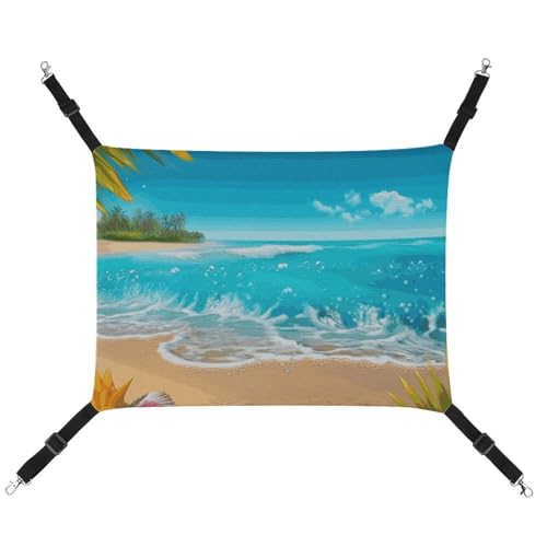 LMNGH Hängende Katzenhängematte für Katzen, atmungsaktiv, zum Ausruhen, Schlafunterlage, verstellbar, tropisches blaues Meer, Strand, bedruckt, Katzenbett, Haustierhängematte LMNGH Hängende Katzenhängematte für Katzen, atmungsaktiv, zum Ausruhen, Schlafunterlage, verstellbar, tropisches blaues Meer, Strand, bedruckt, Katzenbett, Haustierhängematte von LMNGH