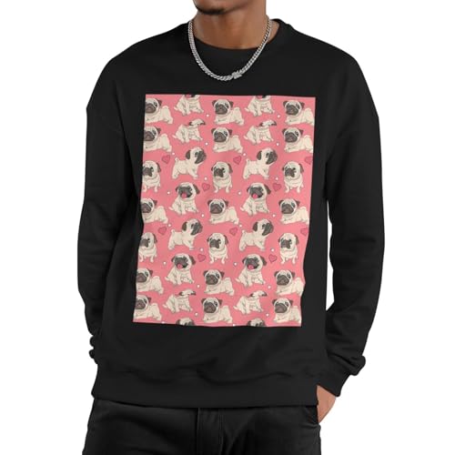 Lustiger Cartoon-Mops-/Hunde-Pullover, Rundhalsausschnitt, feuchtigkeitsableitende Ärmel, Rundhalsausschnitt, Schwarz Lustiger Cartoon-Mops-/Hunde-Pullover, Rundhalsausschnitt, feuchtigkeitsableitende Ärmel, Rundhalsausschnitt, Schwarz von LMNUDS