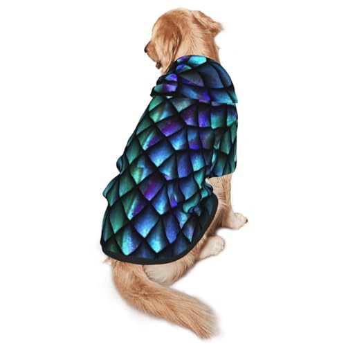 3D-Hunde-Kapuzenpullover mit magischem Drachenschuppen-Muster, warm, weich und atmungsaktiv, mit Kapuze für mittelgroße bis große Hunde, leicht zu tragen, für Winter und Herbst von LMNvbz