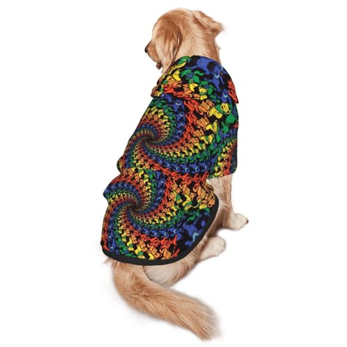 Bear Dancing Hunde-Kapuzenpullover mit Batikdruck, warm, weich und atmungsaktiv, mit Kapuze für mittelgroße bis große Hunde, leicht zu tragen, für Winter und Herbst Bear Dancing Hunde-Kapuzenpullover mit Batikdruck, warm, weich und atmungsaktiv, mit Kapuze für mittelgroße bis große Hunde, leicht zu tragen, für Winter und Herbst von LMNvbz