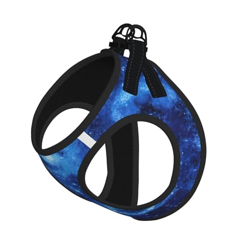 Blue Universe Weltraum-Galaxie-Druck, verstellbares Geschirr-Set für Katzen und Hunde, weich, atmungsaktiv, Kätzchen-Welpen-Netzweste mit reflektierendem Design, ausbruchsichere Leine für kleine von LMNvbz