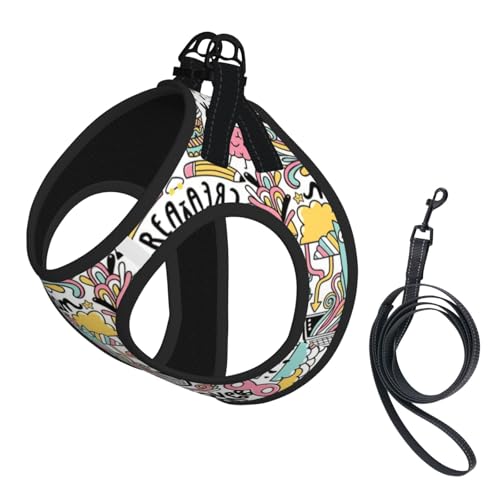 Comic Ar Hundegeschirr, verstellbar, mit Leine, Set für Katzen und Hunde, weich, atmungsaktiv, für Kätzchen, Welpen, Netzweste mit reflektierendem Design, ausbruchsichere Leine für kleine Haustiere Comic Ar Hundegeschirr, verstellbar, mit Leine, Set für Katzen und Hunde, weich, atmungsaktiv, für Kätzchen, Welpen, Netzweste mit reflektierendem Design, ausbruchsichere Leine für kleine Haustiere von LMNvbz