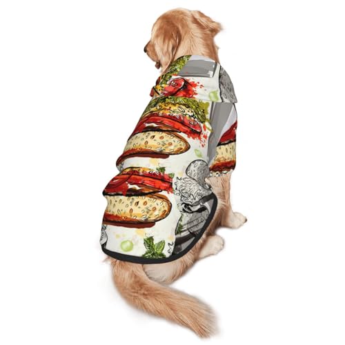 Funny Food Hamburger und Tassen-Aufdruck, Hunde-Kapuzenpullover, warm, weich und atmungsaktiv, mit Kapuze für mittelgroße bis große Hunde, leicht zu tragen, für Winter und Herbst von LMNvbz