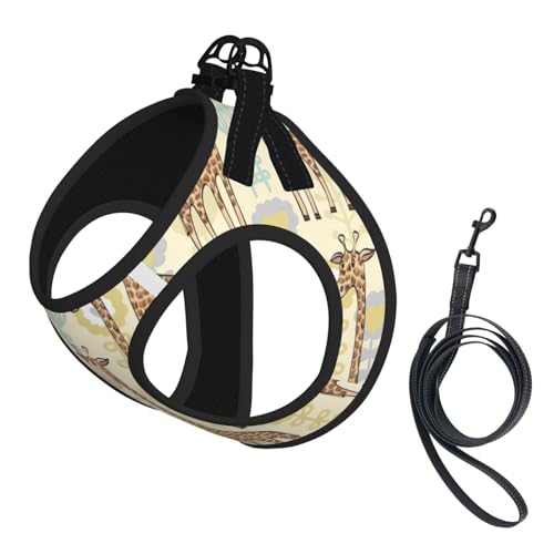 Handgezeichnetes Giraffen-Druck, verstellbares Geschirr-Set für Katzen und Hunde, weich, atmungsaktiv, Kätzchen-Welpen-Netzweste mit reflektierendem Design, ausbruchsichere Leine für kleine Haustiere Handgezeichnetes Giraffen-Druck, verstellbares Geschirr-Set für Katzen und Hunde, weich, atmungsaktiv, Kätzchen-Welpen-Netzweste mit reflektierendem Design, ausbruchsichere Leine für kleine Haustiere von LMNvbz