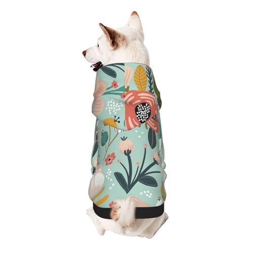 Hunde-Kapuzenpullover mit Blumendruck, für kleine Hunde, warm, weich und atmungsaktiv, leicht zu tragen, für Winter und Herbst, warm von LMNvbz